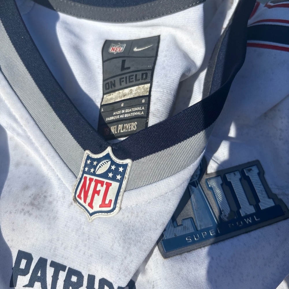 Nike White and Navy Patriots Jersey